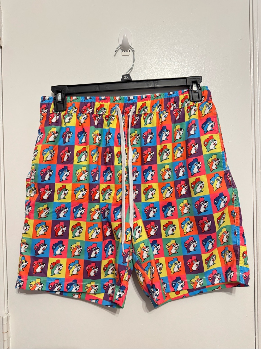 Buc-ees Multicolor Swim Trunks Mens Beaver All Over Print Size L